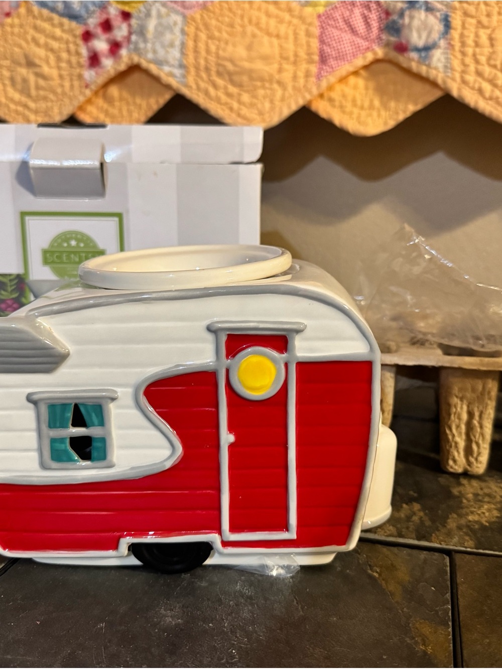 RETIRED “Road Less Traveled” Scentsy Red and White Camper Wax Warmer